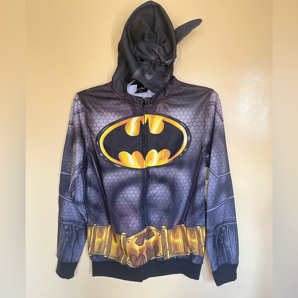 Batman Sweater with mask hoodie and zipper different sizes color Black